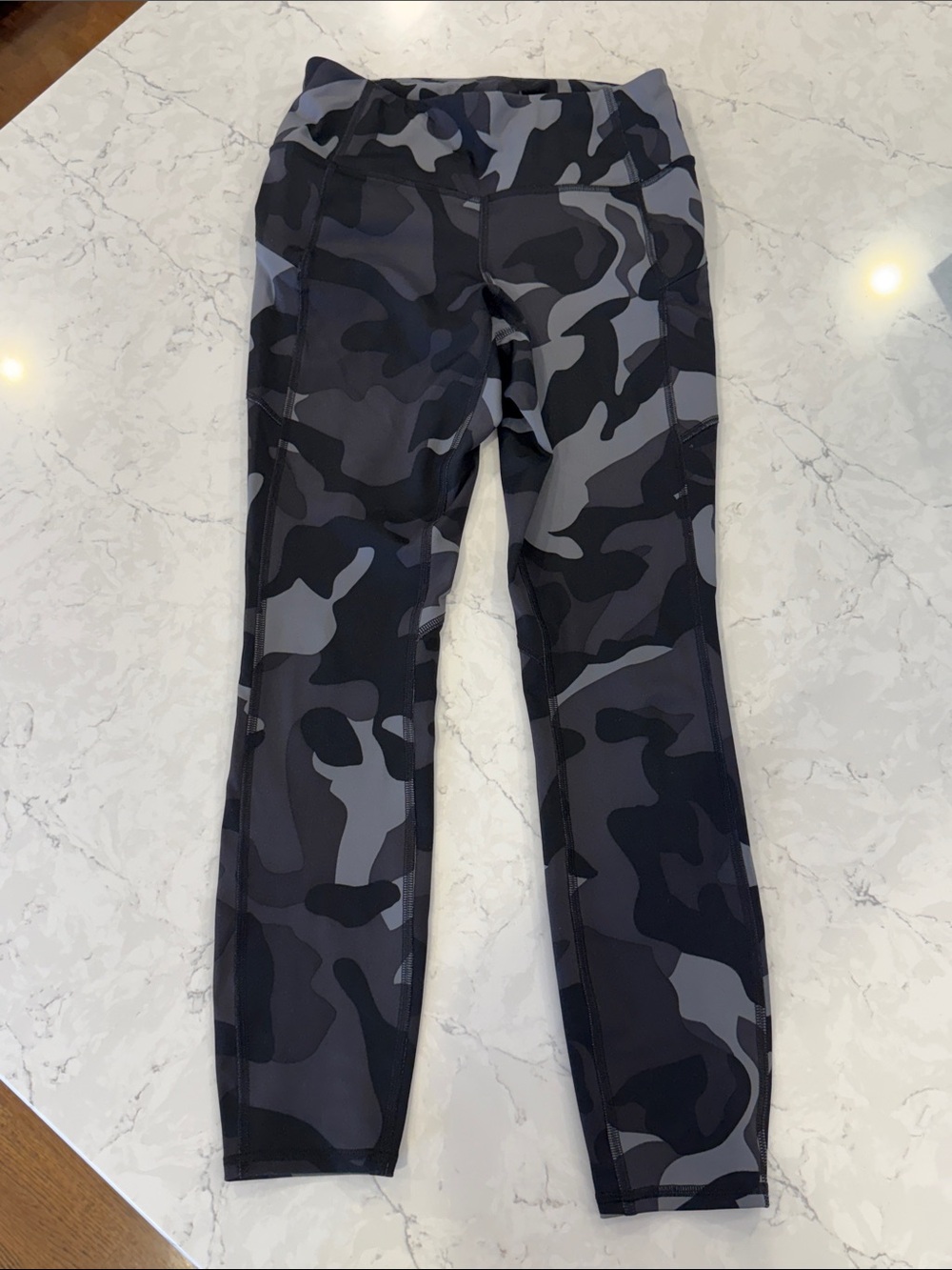 Athleta Black and Gray Camo High-Rise Leggings